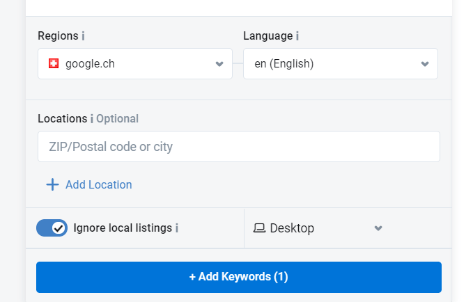 Keywords einschränken