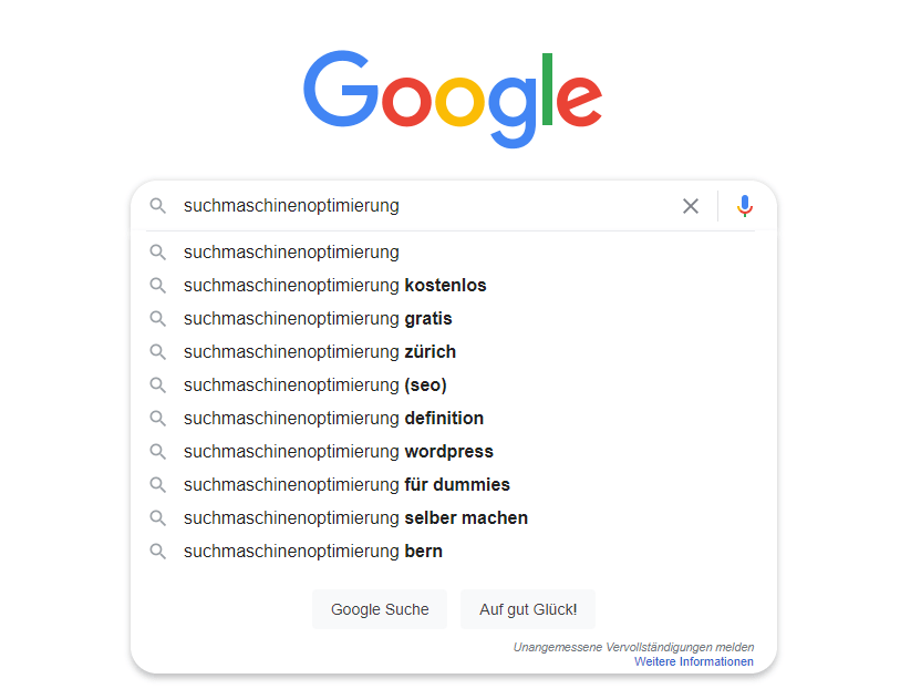 Google Suggest Vorschläge