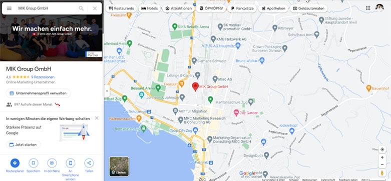 Beispiel MIK Group Google Maps